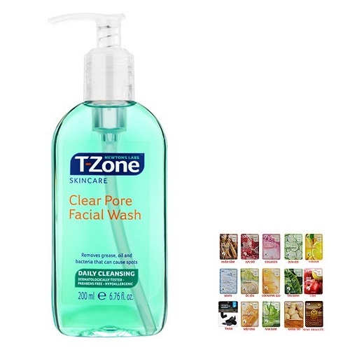 Gel rửa mặt thông thoáng lỗ chân lông T-Zone Clear Pore Facial Wash 200ml [ Được Mask 3W Clinic ]