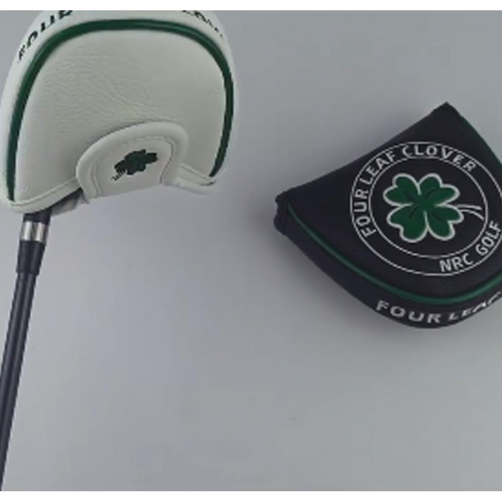 2xPu Golf Putter Cover Half Mallet Head Cover Club Head Protector Guard White