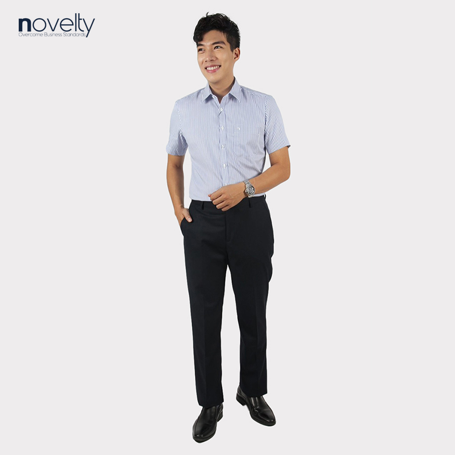 Áo sơ mi nam ngắn tay Novelty Regular fit sọc nhỏ NSMMSNMTCR220922N