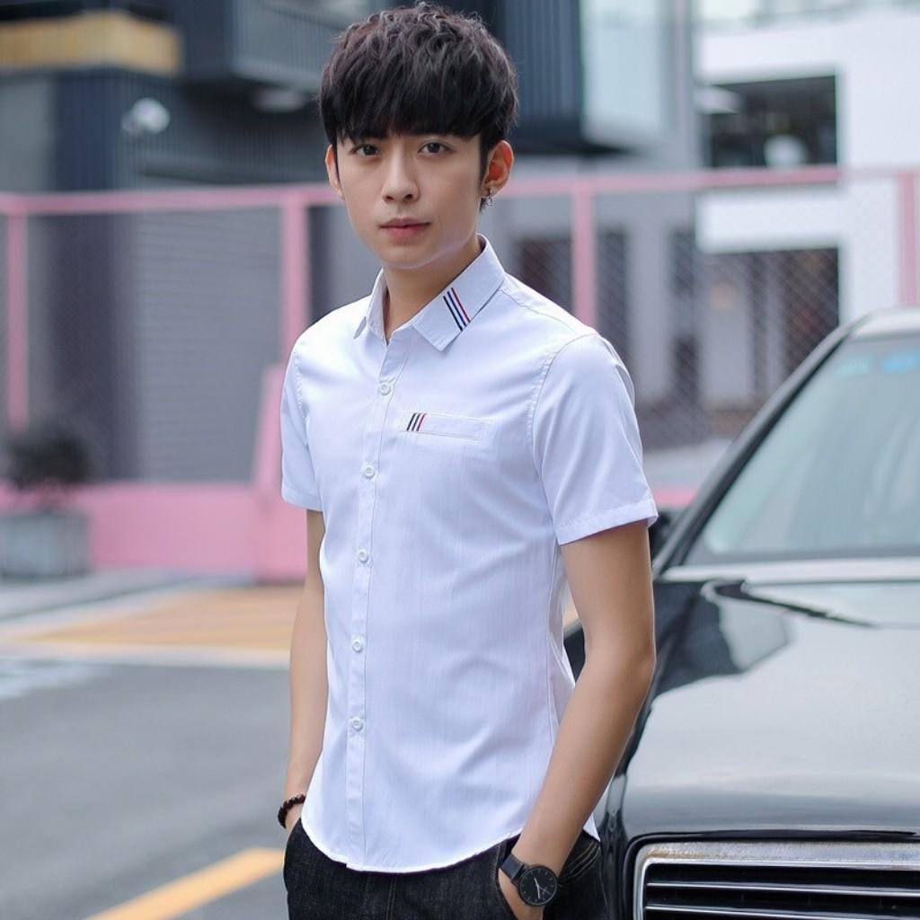 Áo Sơ Mi Nam Ngắn Tay Ba Viền Cổ KF988 Thời Trang TOP FASHION SHOP Phong Cách Hàn Quốc Trẻ Trung, Cá Tính