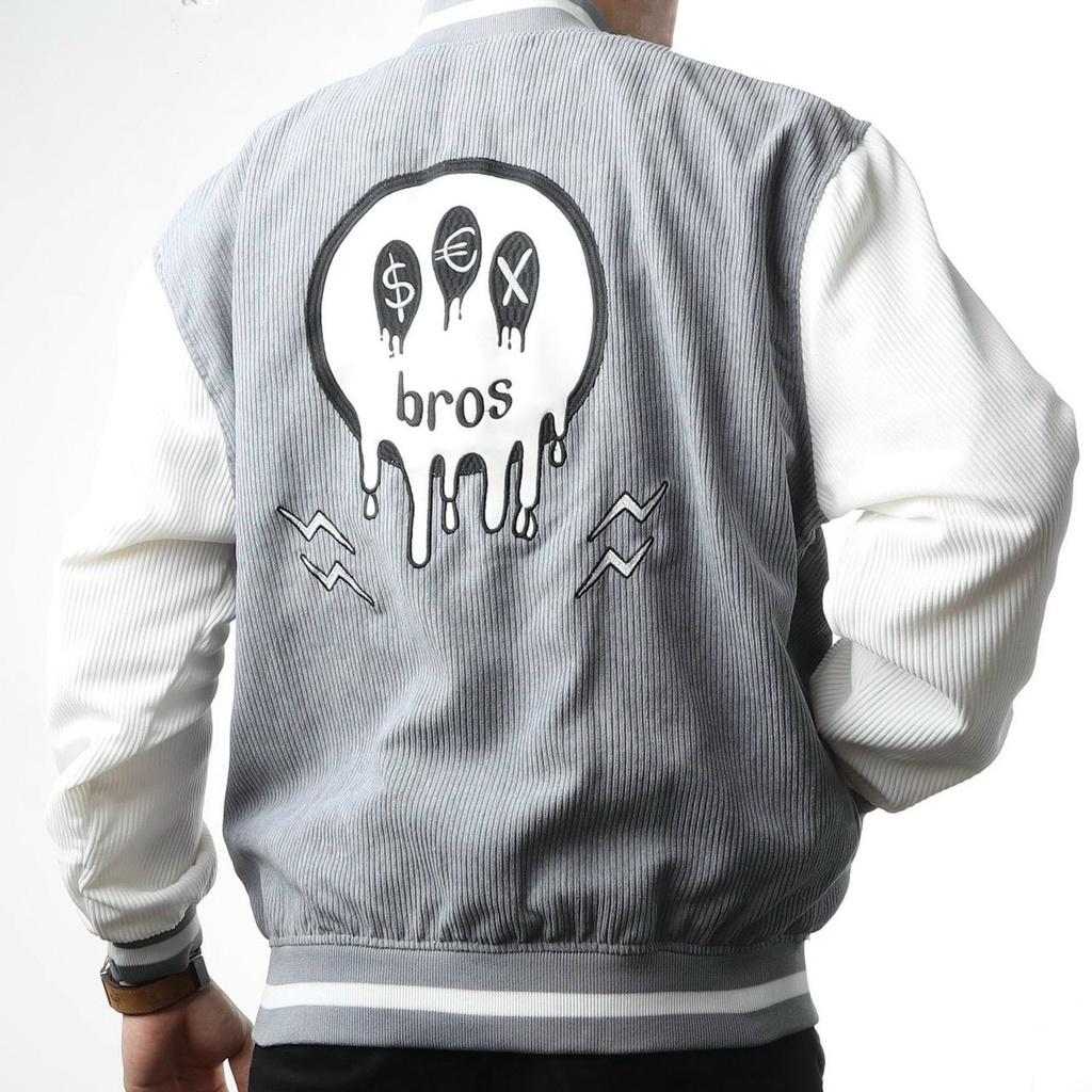 Áo Khoác Bomber Jacket Nhung Gân Tăm Thêu SUPER BROS Varsity Basic Form Rộng Nam Nữ Unisex Ulzzang