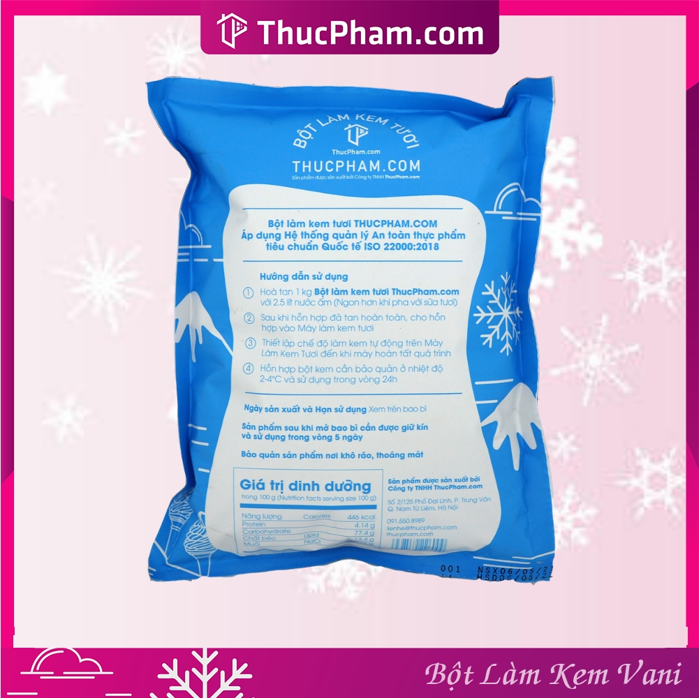 Bột Làm Kem Tươi THUCPHAM.COM Vị Vani 1kg - Công Thức Độc Quyền Hương Vị Mới, Không Gắt, Không Hắc