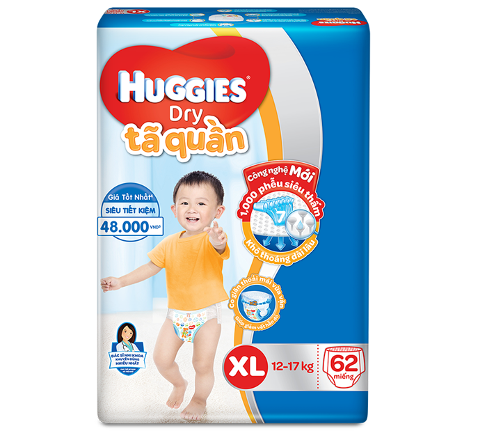 Tã quần Huggies Dry L68/XL62/XXL56