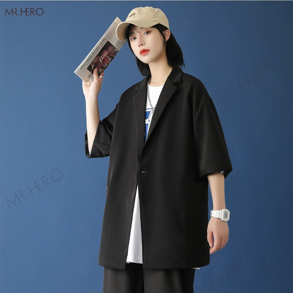 Áo blazer tay lỡ unisex áo vest form rộng nam hè thu phong cách Hàn Quốc-BZ05