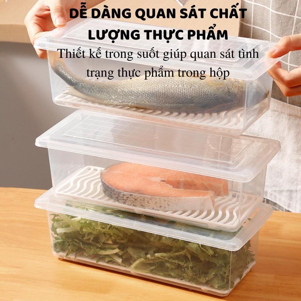Hộp đựng thực phẩm có nắp đậy kèm khay ráo nước chất liện nhựa thực phẩm an toàn cho sức khỏe tiện lợi