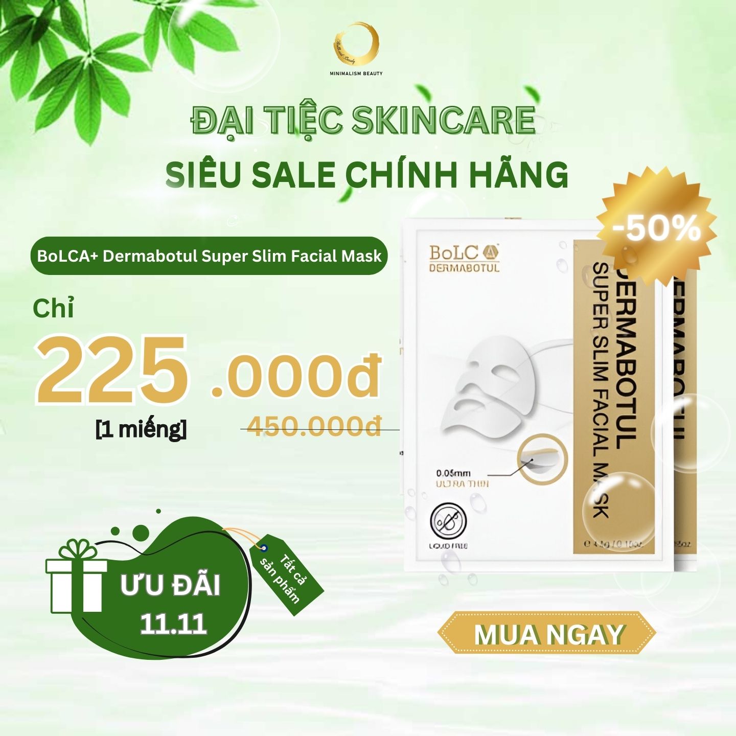 Mặt nạ nâng cơ, cải thiện nếp nhăn BoLCA+ Dermabotul Super Slim Facial Mask {1 miếng}