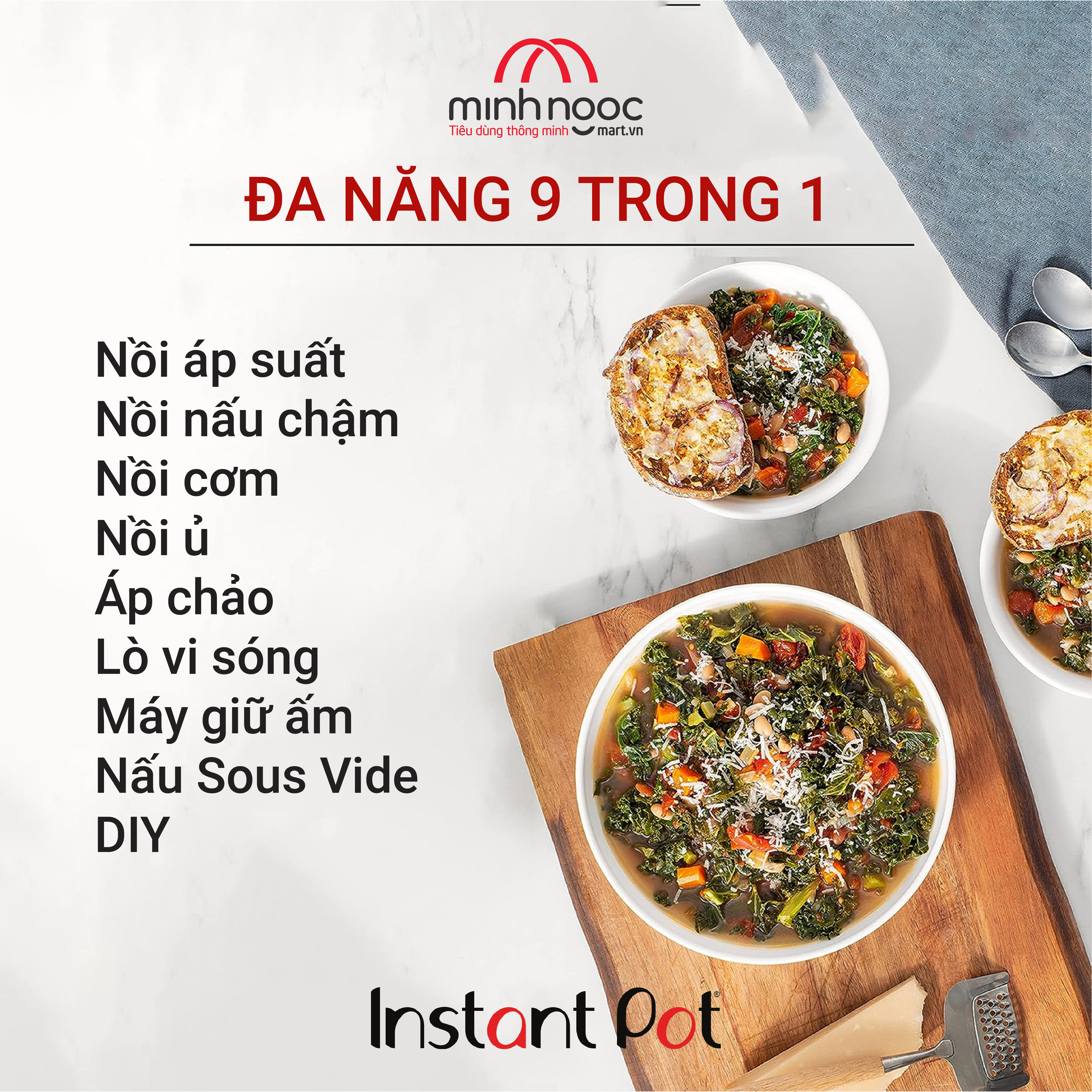 Nồi Áp Suất Điện Đa Năng Instant Pot Essential dung tích 5.7 lít. 9 chức năng trong 1 & Nồi chiên không dầu Instant Vortex dung tích 5.7 lít. 4 chức năng trong 1