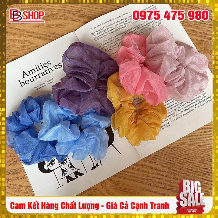 Dây Buộc Tóc Scrunchies Vải Voan Kính Cho Nữ