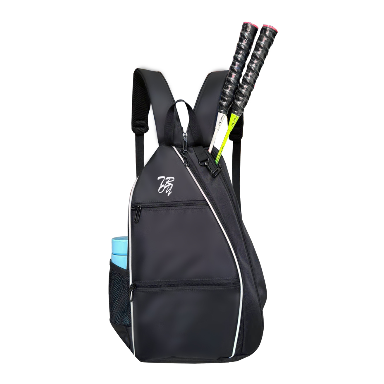 Balo thể thao đựng vợt TROY họa tiết logo Pickleball, cầu lông, Tennis, vải bố chống thấm, size 45 x 33 x 18cm