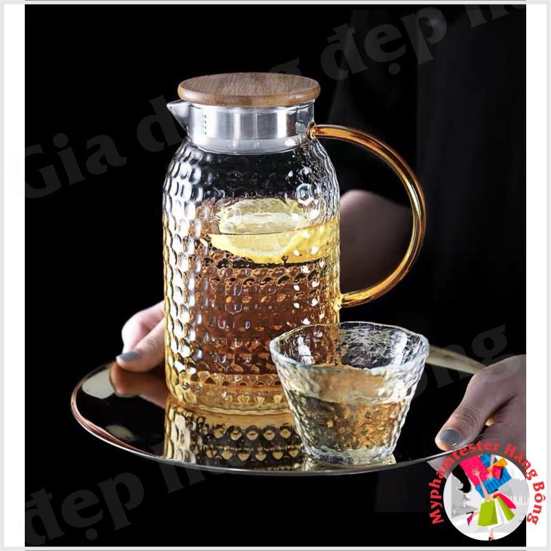 Bình nước sần bầu nắp gỗ chịu nhiệt