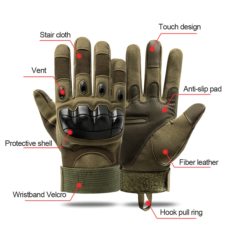 Găng tay xe máy Găng tay xe đạp Găng tay quân sự Găng tay xe đạp Mitten Ski ngoài trời Airsoft Leo núi Găng tay chiến đấu Găng tay Color: Khaki A Size: XL