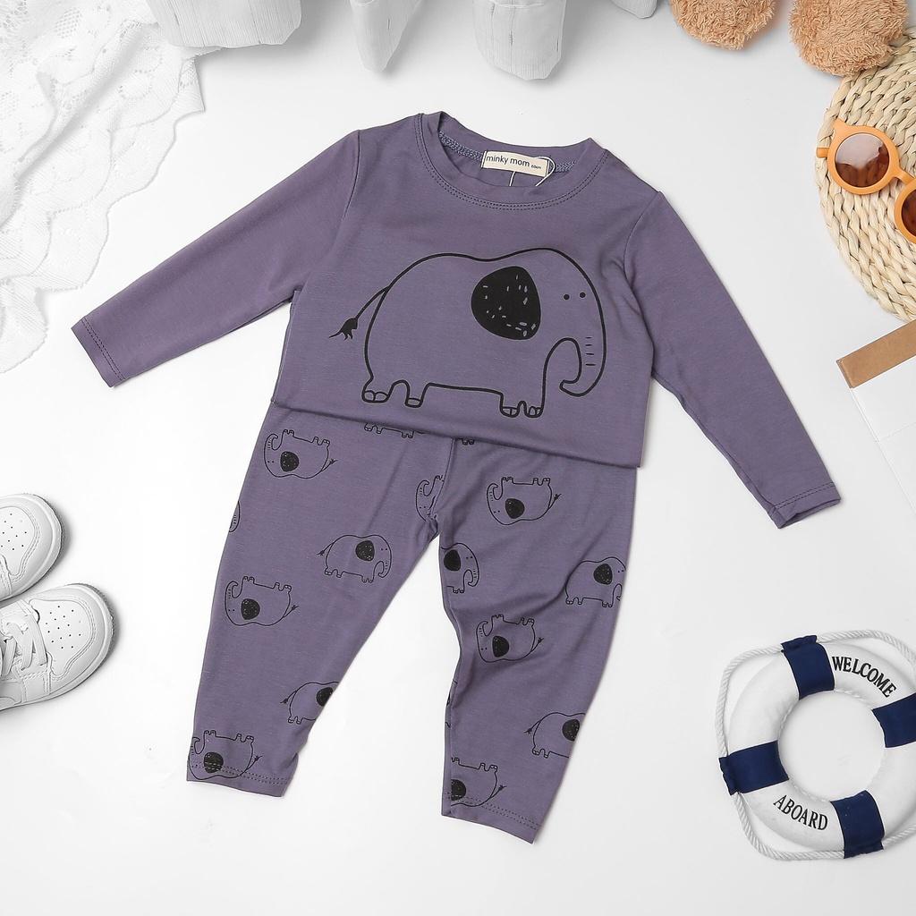 Bộ dài tay thun lạnh in gấu size nhí và đại cho bé trai bé gái từ 7-32kg