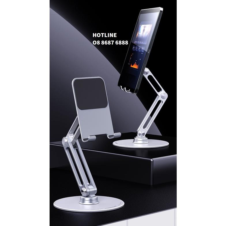 Giá đỡ điện thoại và nâng máy tính bảng, điện thoại hợp kim nhôm L08 cao cấp, chân xoay 360 độ.