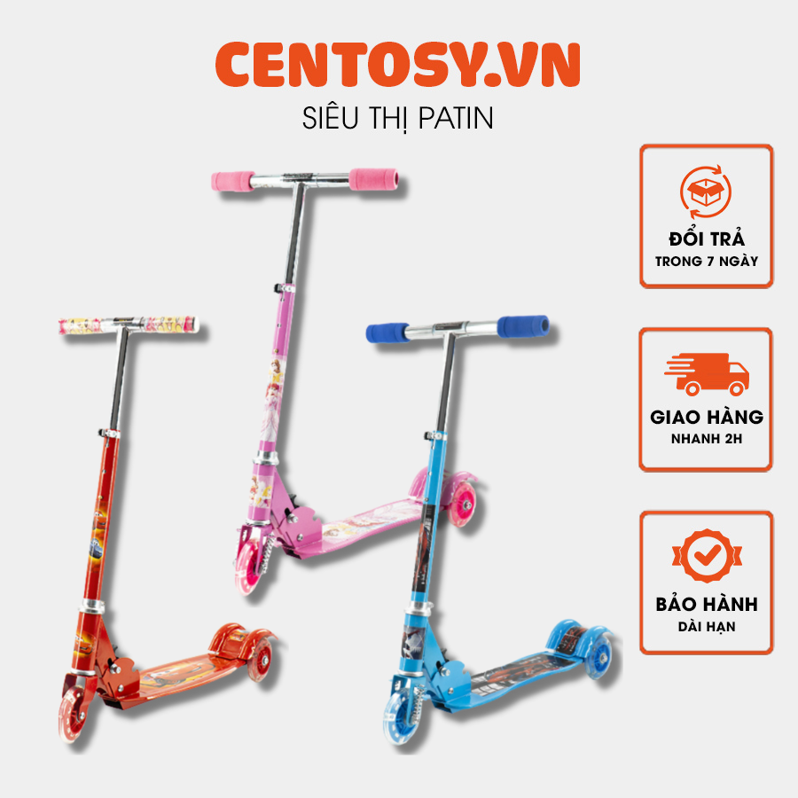 Xe Scooter 380 Xanh dương cho bé trai từ 3 tuổi đến 10 tuổi có thể thay đổi chiều cao