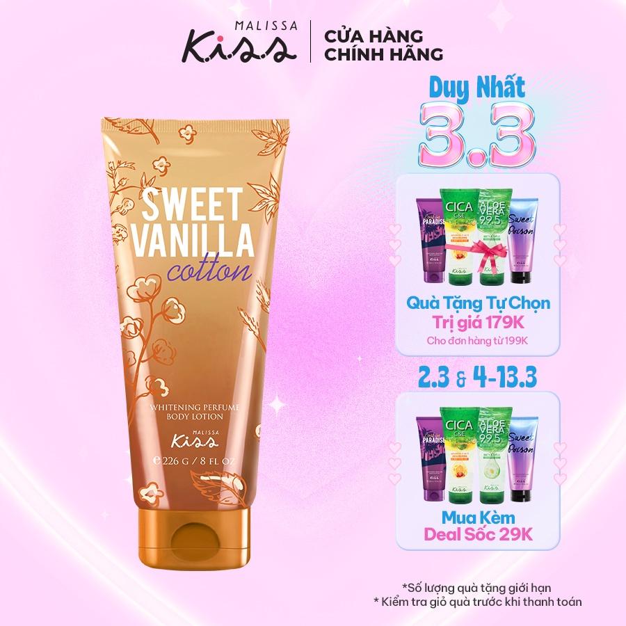 Sữa Dưỡng Trắng Da Toàn Thân Hương Nước Hoa Malissa Kiss Hương Sweet Vanilla Cotton 226g