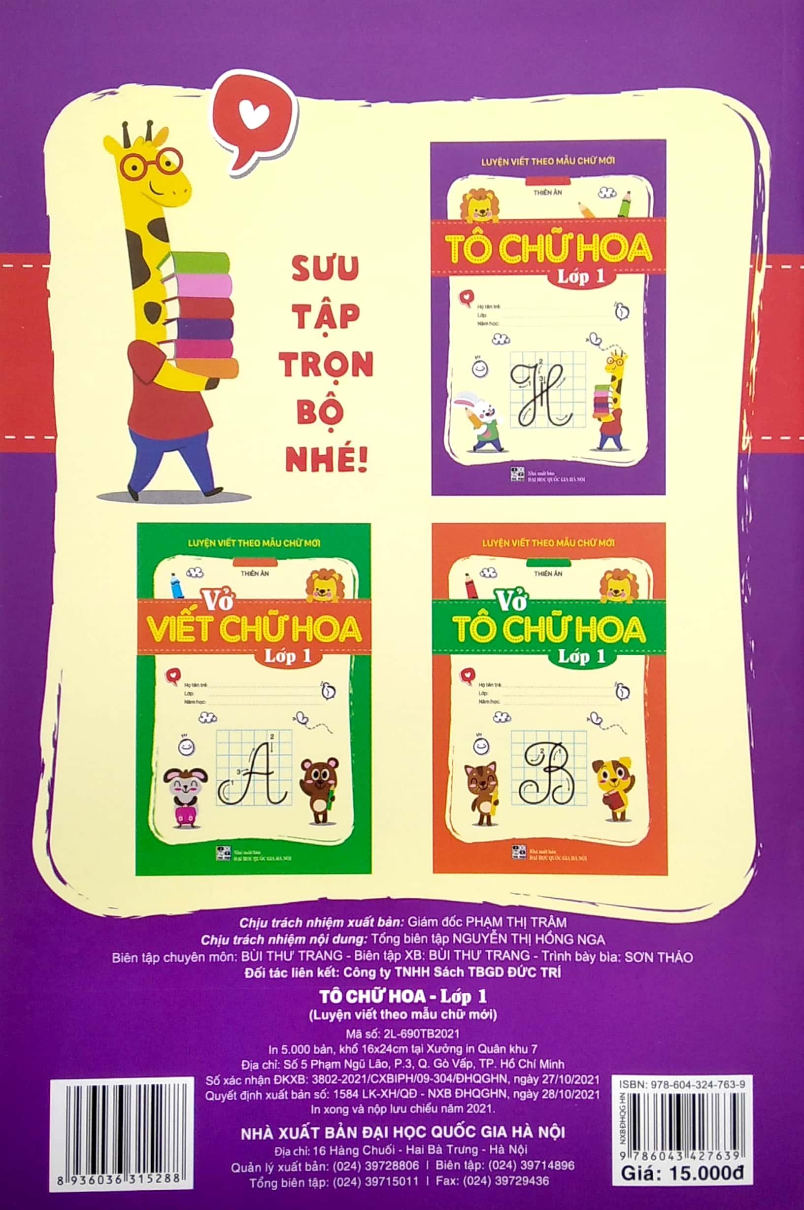 Luyện Viết Theo Mẫu Chữ Mới - Tô chữ Hoa - Lớp 1