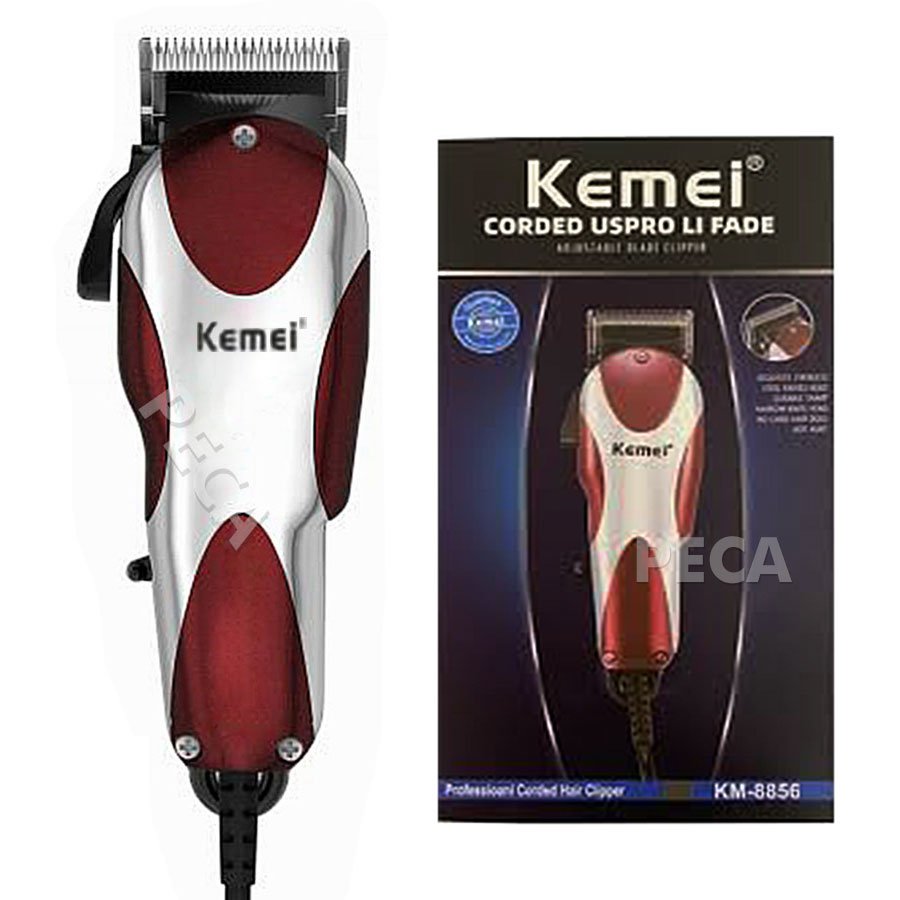Tông đơ cắt tóc cắm điện trực tiếp KEMEI KM-8856 công suất mạnh mẽ 12W có thể dùng cắt tỉa lông thú cưng lông chó, lông mèo, có thanh đều chỉnh tốc độ