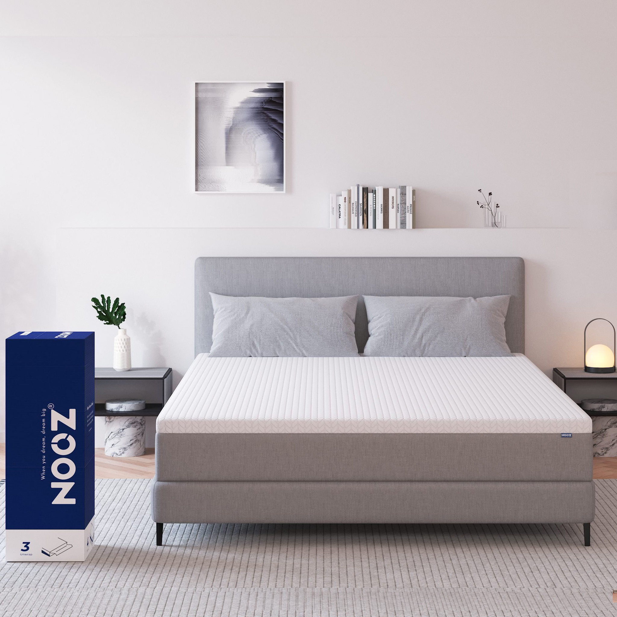 Nệm Foam Topper NOOZ Home Goods với Tiêu Chuẩn CertiPUR-US Ruột Đệm Cao Su Non Hỗ Trợ Nâng Đỡ Vỏ Đệm Tencel