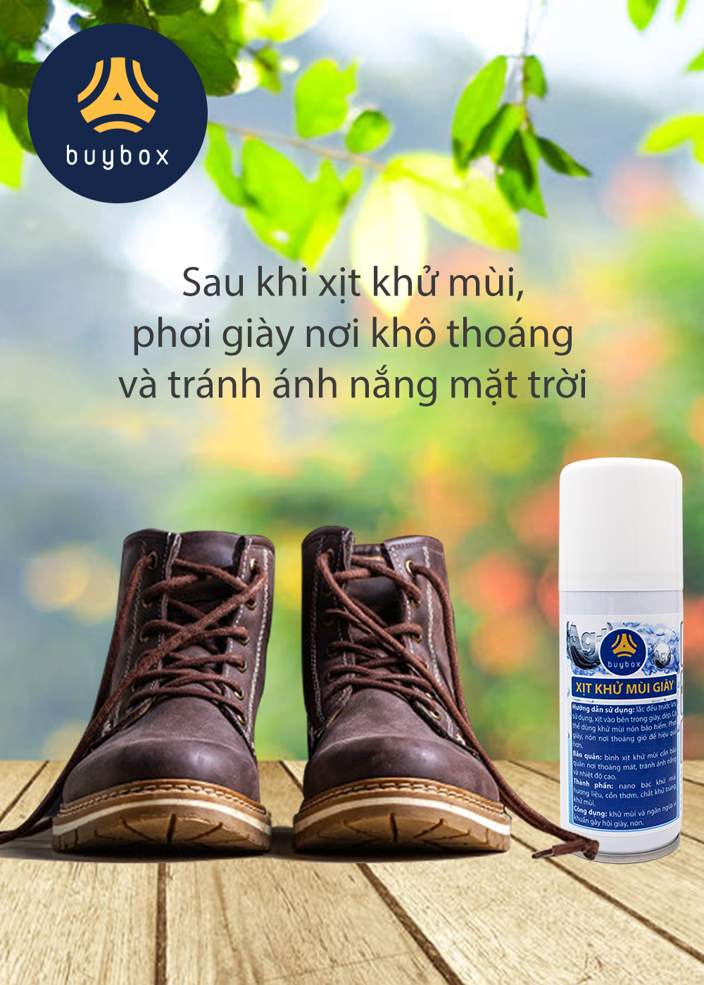 Xịt khử mùi giày ngăn ngừa vi khuẩn và ngăn mùi hôi, mùi khắm giày - buybox - PKBB61