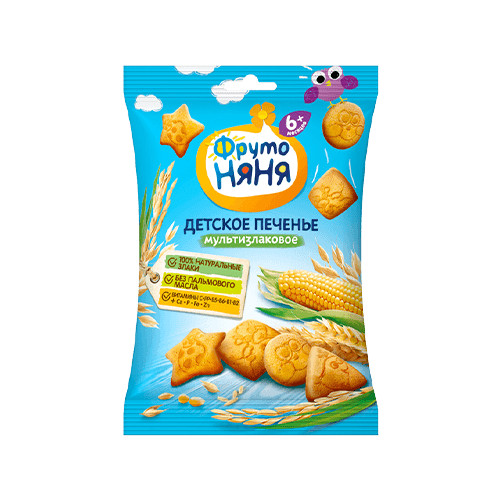 Combo 6 Gói Bánh quy ăn dặm ngũ cốc Frutonyanya 50g