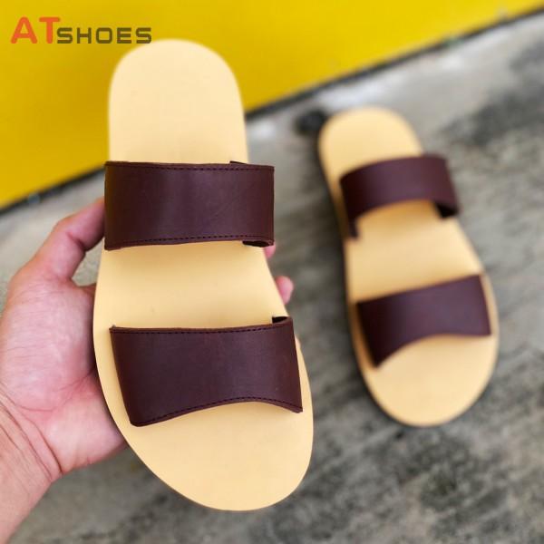 Dép da nam cao cấpDA BÒ THẬTDép sandal nam Hàng Thiết Kế Trẻ Trung Atshoes QN204