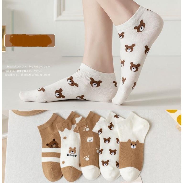 Set 10 Đôi Tất Vớ Nữ Ngắn Cổ Mix Gấu SS4 Như Ảnh