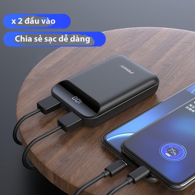 Sạc dự phòng Pisen Power Box C10000 LED 10000mAh (TP-D01CJ), nhỏ gọn, an toàn, sạc đồng thời 2 thiết bị, Hàng chính hãng