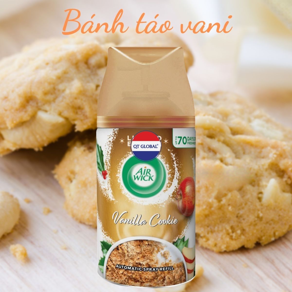 Bình xịt thơm phòng Air Wick Vanilla Cookie 250ml QT09428 - bánh táo vani