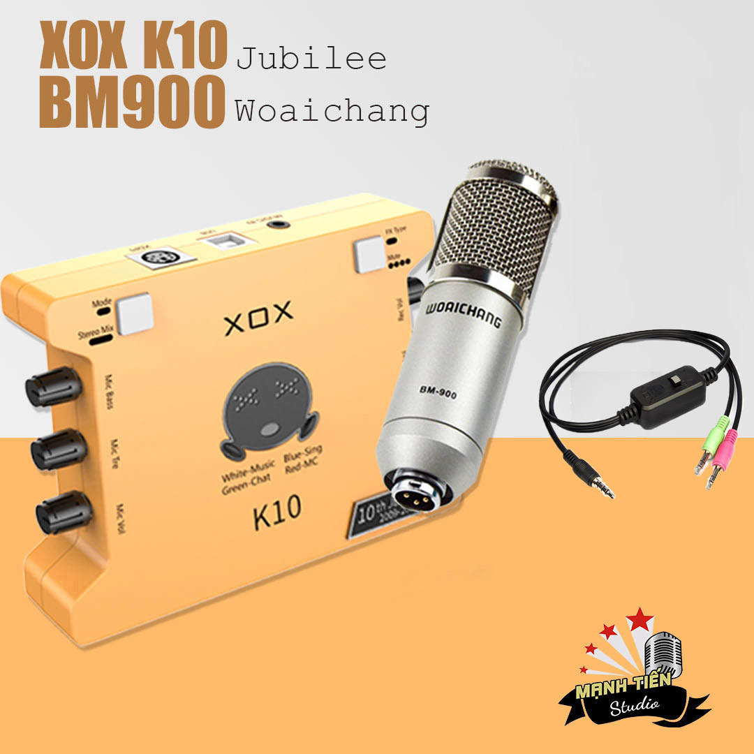 Combo Bộ Míc Thu Âm Livestream Hát Karaoke Online Micro BM-900+ CARD K10+ dây live MA2