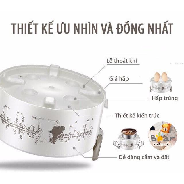 Hộp cơm cắm điện Bear DFH-S2123, dung tích 2.0L, sử dụng để nấu, hâm nóng và giữ nhiệt cho thức ăn, dùng cho văn phòng