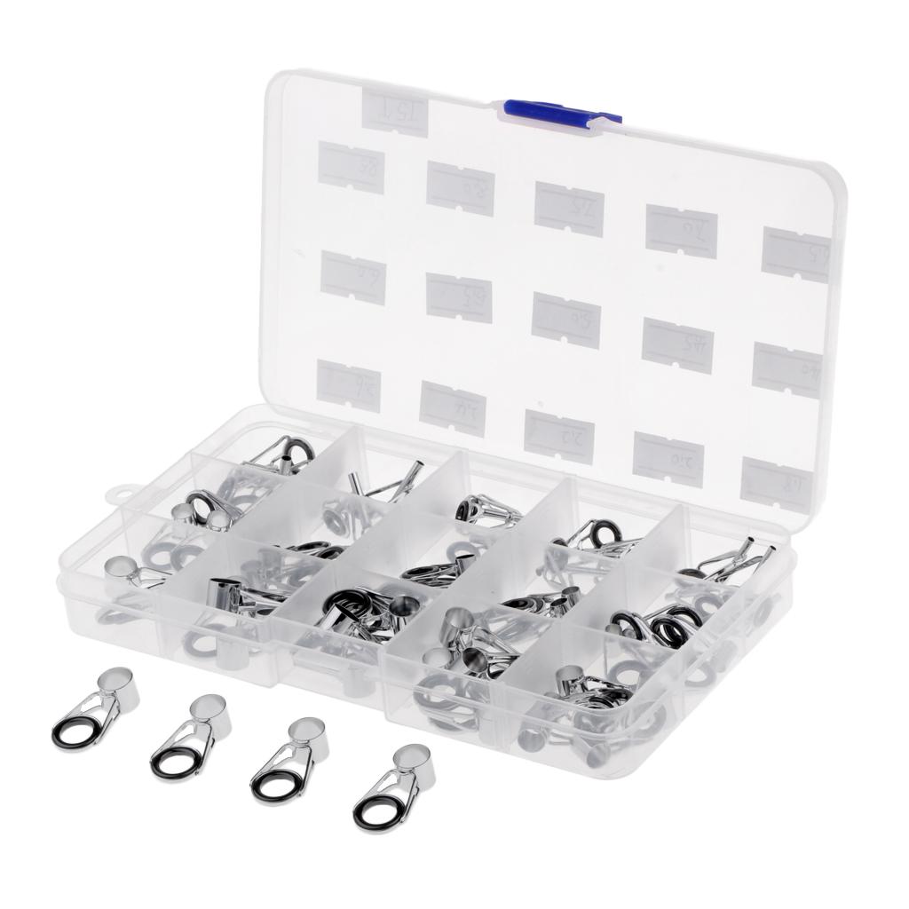 75pcs Fishing Rod Guides Ceramic Ring Telescopic Surf Casting Rod Tips Tops