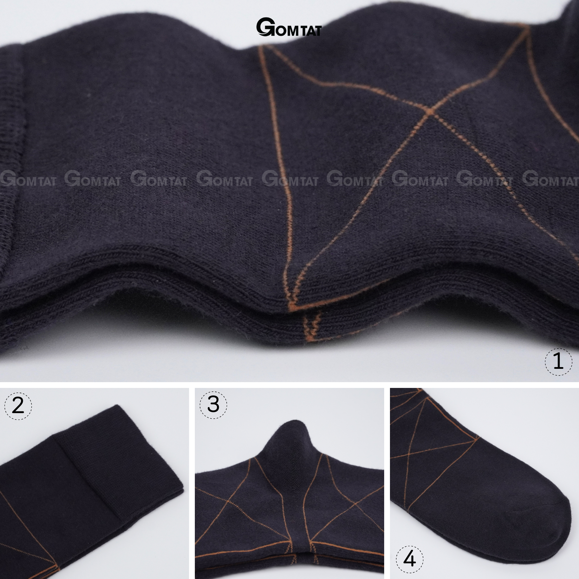 Hộp 4 đôi tất đi giày tây nam cao cấp mẫu MIX06, vớ nam công sở cổ cao chất liệu cotton mềm mại thoáng mát - GOM-MIX06-CB4