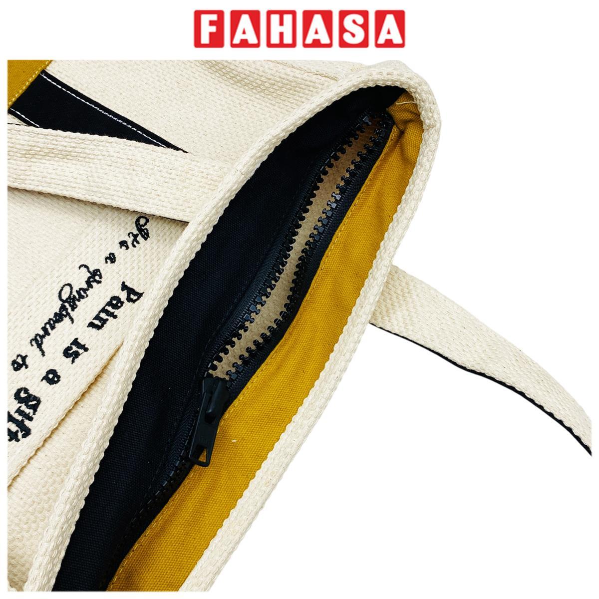 Túi Vải Tote Thêu Chữ - Size M - Saigon ZeroWaste - Mẫu 1 (Slogan Ngẫu Nhiên)