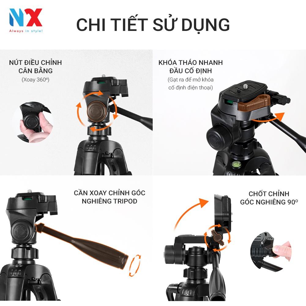 Tripod điện thoại, máy ảnh NvX 3540 chất liệu hợp kim chắc chắn