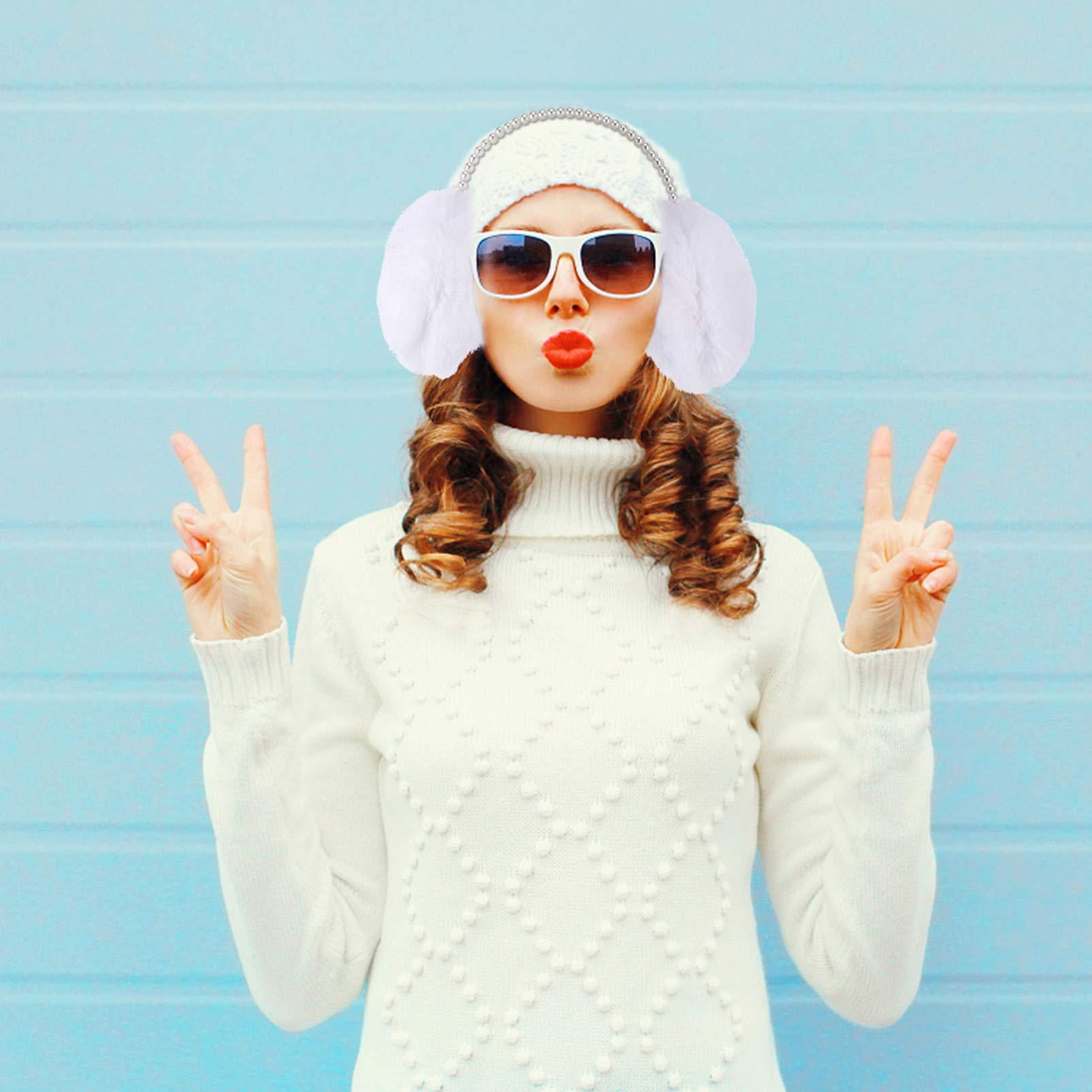 Mùa Đông Tai Giáng Sinh Ngọc Trai Tai Ấm Chăn Đầu Cho Nữ Cô Gái Thể Thao Ngoài Trời Thời Tiết Lạnh Trắng