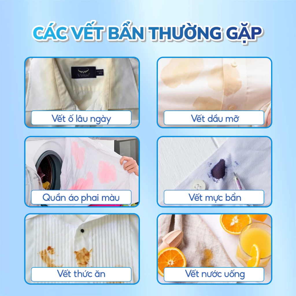 Túi Bột Tẩy Đồng Phục CleanZ Đánh Bay Vết Bẩn, Ố Màu Giúp Làm Sạch Quần Áo Như Mới 100g