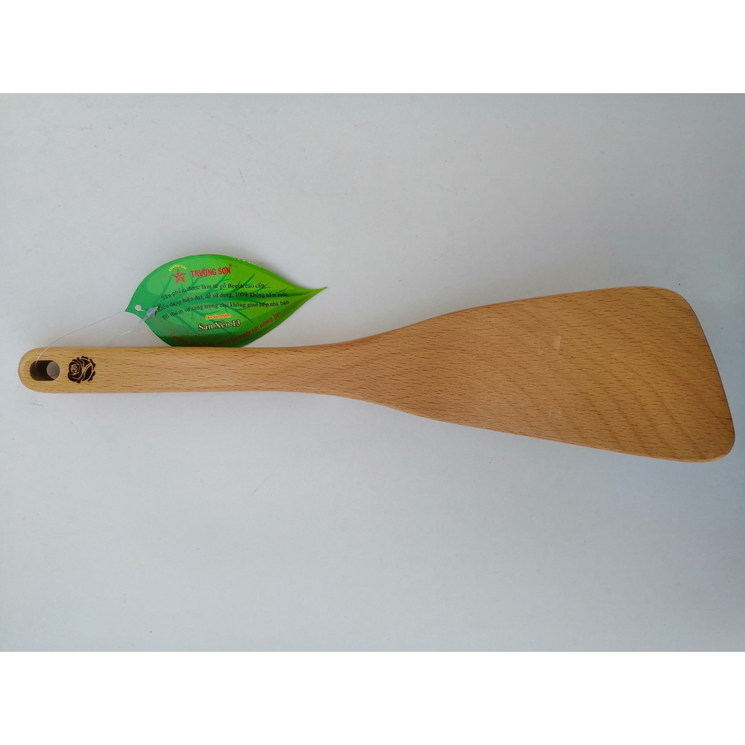 Sạn Xào Có Đế Chân - Sạn Gỗ Xéo 13 ( 34 x 7.5 cm ) - Đồ Gỗ Nhà Bếp Thương Hiệu Trường Sơn