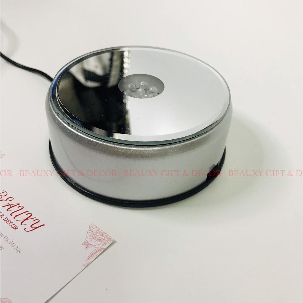 Đế xoay trưng bày sản phẩm có đèn led, bàn xoay tự động, cắm điện trực tiếp chịu lực 4kg