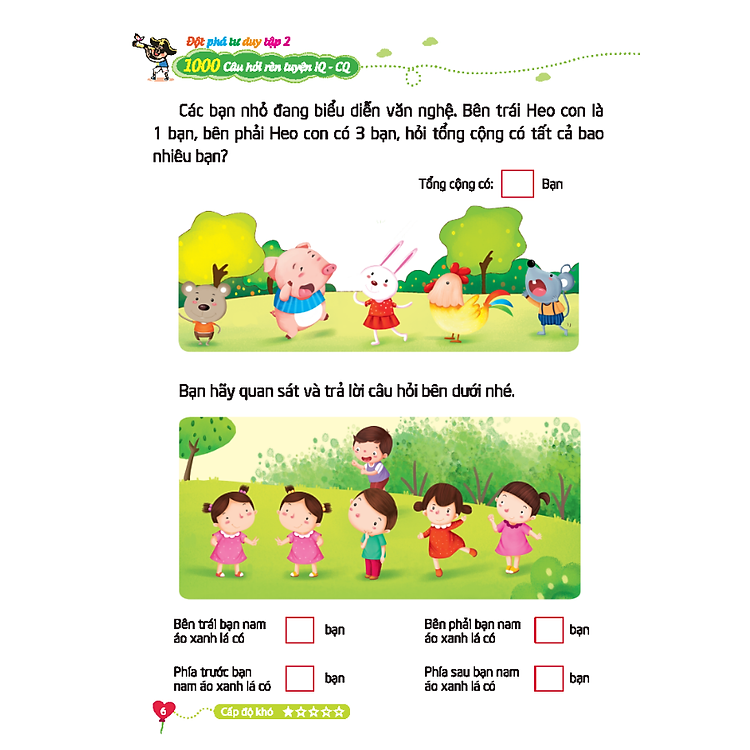 1000 câu hỏi rèn luyện IQ - CQ - Thử tài sáng tạo tập 1 (6-12 tuổi) (Sách bản quyền)