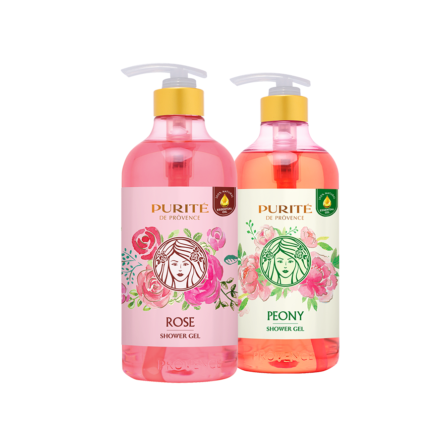 [Hàng Chính Hãng] Combo Sữa Tắm Mềm Mịn Hoa Hồng Purité 850ml/chai + Sữa Tắm Thư Giãn Hoa Mẫu Đơn Purité 850ml/chai