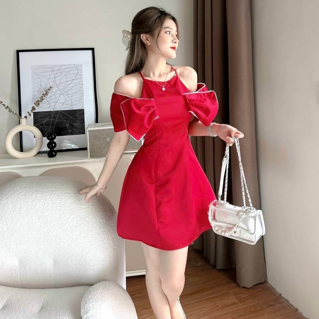 ĐẦM XOÈ CỔ YẾM PHỐI NƠ VIỀN 14156