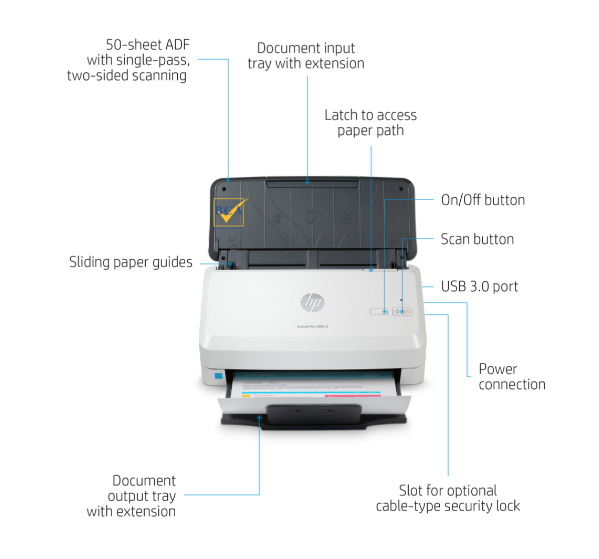 Máy Scan HP ScanJet Pro 2000 s2 (6FW06A) - Hàng chính hãng