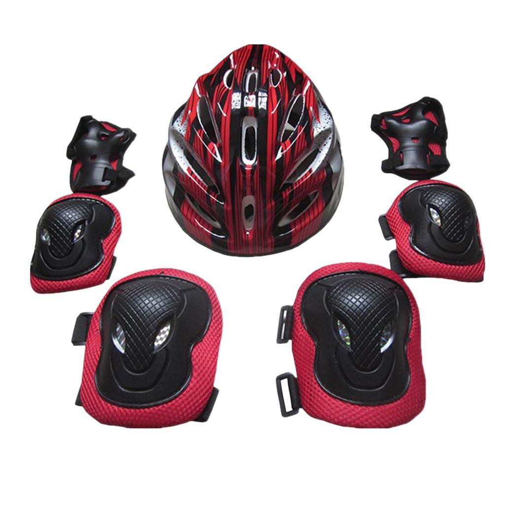 2 Set Outdoor Sports Protective Gear Set, Helmet and Pads of Wrist, Elbow, Knee for Multi-Sport. 7pcs/set for Kids Youth Adults