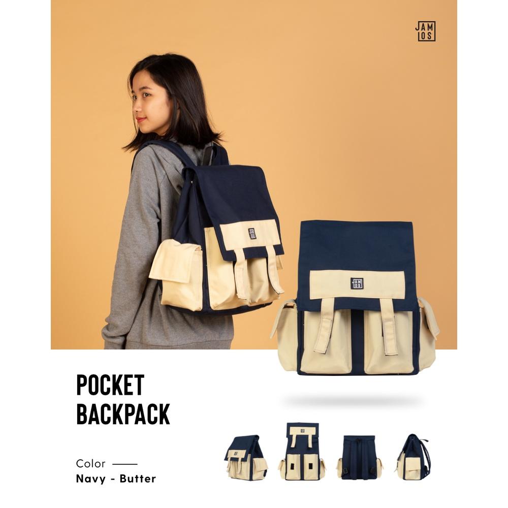 Balo thời trang nhiều ngăn vải canvas Pocket Backpack Jamlos