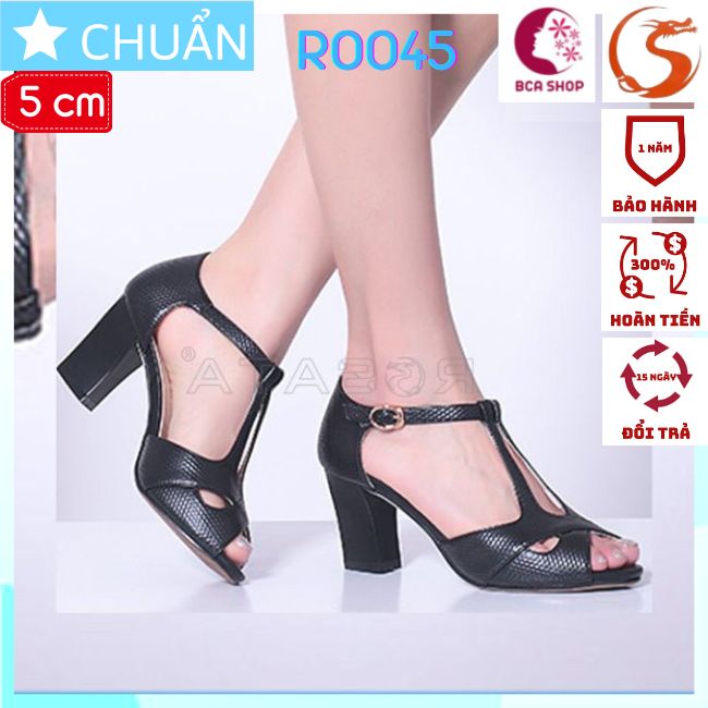 Giày cao gót nữ màu đen 5p RO045 ROSATA tại BCASHOP hở mũi, quai ôm cổ chân thanh lịch và êm ái