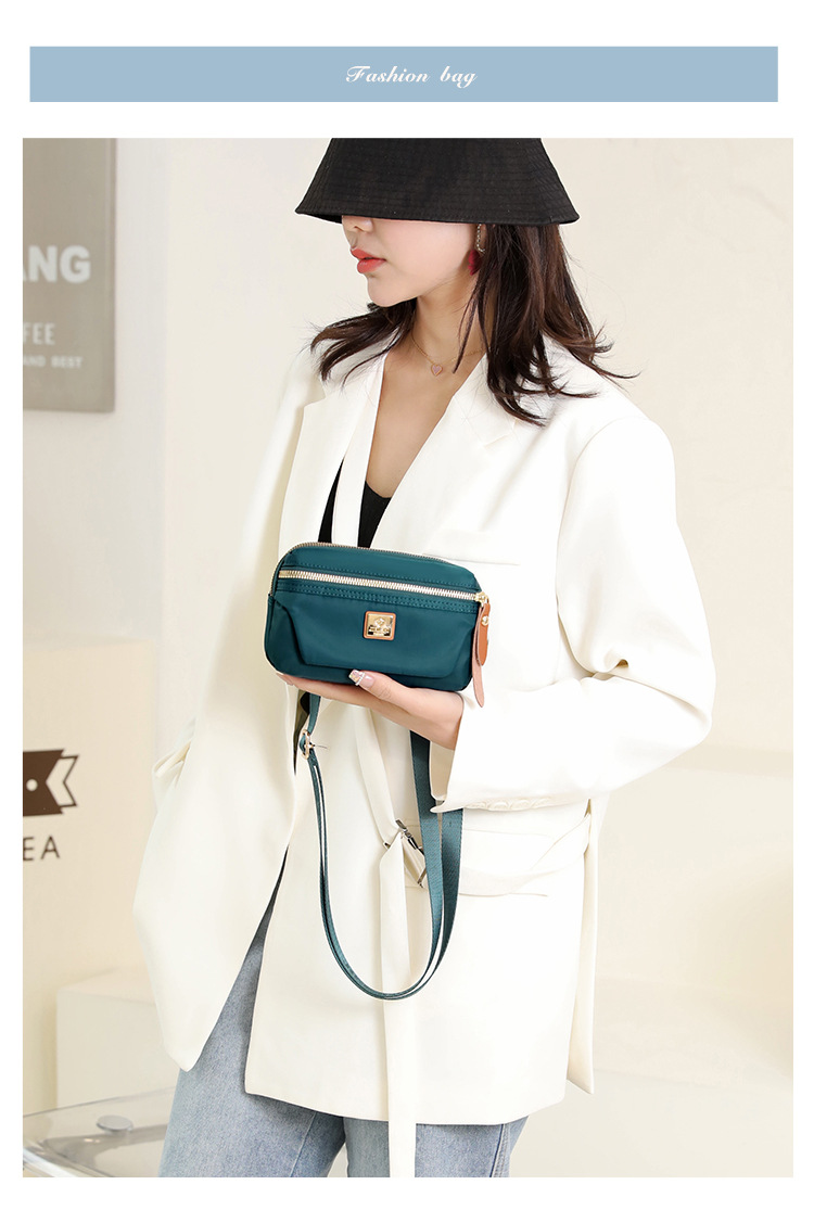 Túi đeo chéo nữ vải nylon chống nước màu trơn kiểu hộp ngang nhiều ngăn tiện lợi thời trang trung niên XL-007