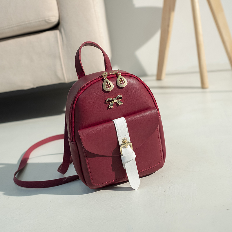Balo Mini Nhỏ Xinh ĐÍnh Nơ Bl20 Da Trơn