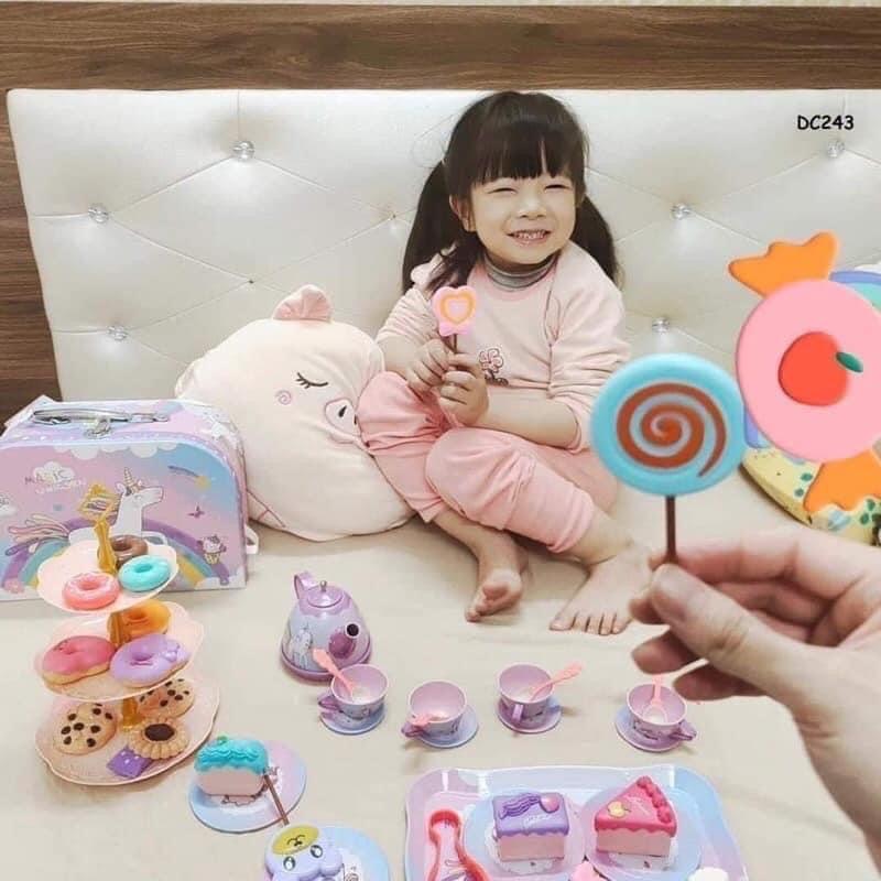 Bộ đồ chơi tiệc trà bánh cho bé Tea Set 48 chi tiết, ngựa Pony, thiếc Cao Cấp
