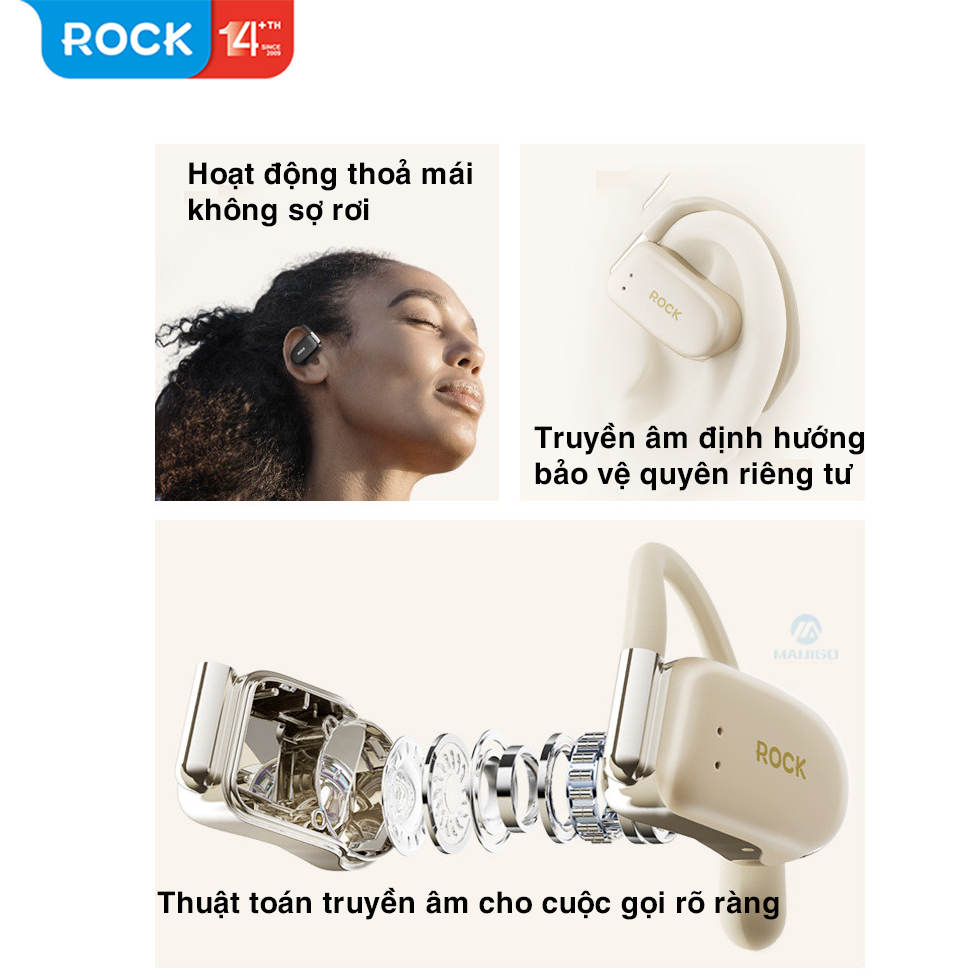 Tai nghe bluetooth không dây kẹp vành tai Rockspace X900 OWS Bluetooth Earphones Hàng chính hãng bảo hành 12 tháng