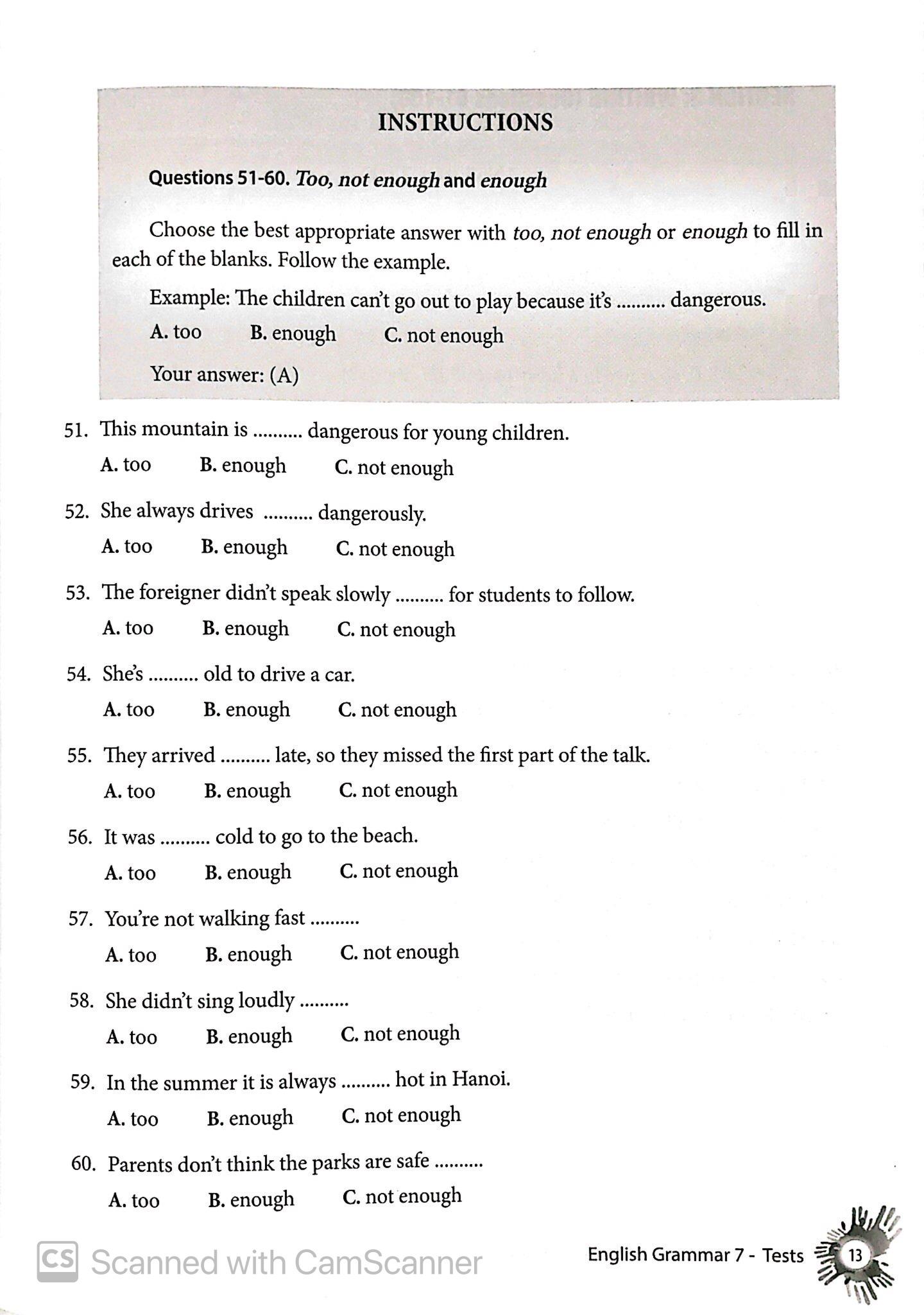 English Grammar - Ngữ Pháp Tiếng Anh 7 (Bài Kiểm Tra)